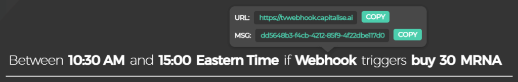 Automated trading strategy using TradingView webhook on Capitalise.ai