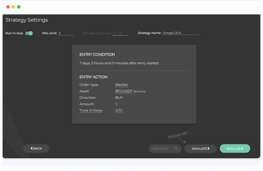 Automating a DCA strategy with Capitalise.ai